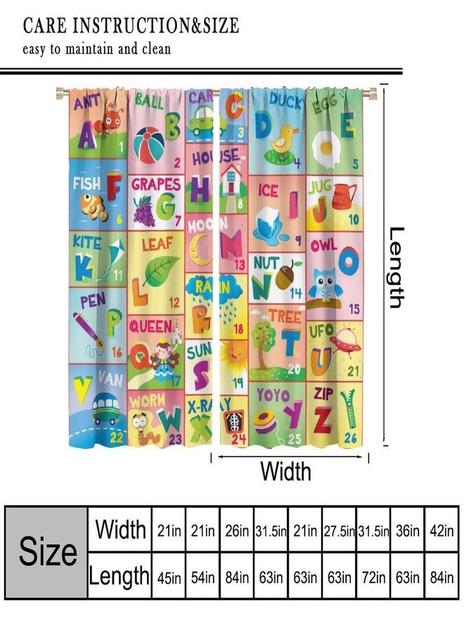 KANEPE Kids ABC Alphabet Curtains, Play Learn Board Game Animals Pattern Window Treatments, Rod Pocket Thermal Insulated Drapes 2 Panels Set for Children Room Nursery Classroom, 42" W X 45" L - Image 2
